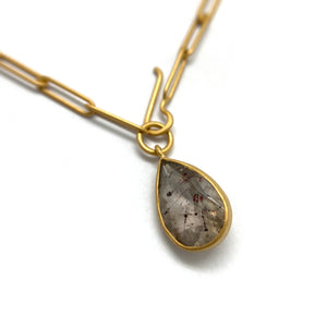 Tourmalated Amethyst Lariat Necklace-Necklaces-Emily Rogstad-Pistachios