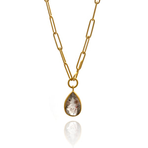 Tourmalated Amethyst Lariat Necklace-Necklaces-Emily Rogstad-Pistachios