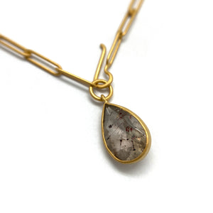 Tourmalated Amethyst Lariat NecklaceXXX-Necklaces-Emily Rogstad-Pistachios