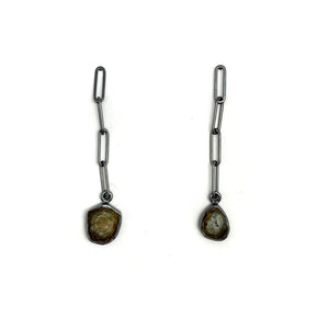 Tourmalated Quartz Dangle Earrings-Earrings-Emily Rogstad-Pistachios
