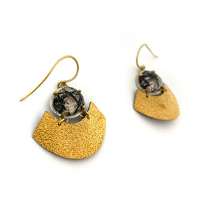 Tourmalinated Quartz Arch Earrings-Earrings-Heather Guidero-Pistachios