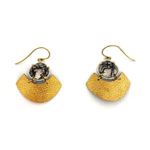 Tourmalinated Quartz Arch Earrings-Earrings-Heather Guidero-Pistachios