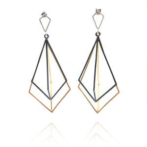 Tri Color Large Geometric Layered Drops-Earrings-Veronika Majewska-Pistachios