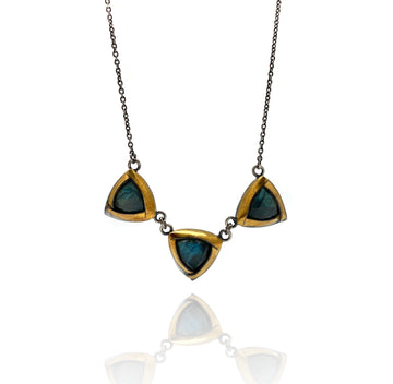 Triple Labradorite and 24k Gold Necklace