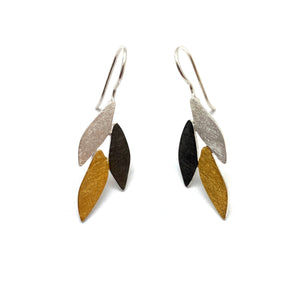 Triple Leaf Dangle Earrings-Earrings-Manuela Carl-Pistachios
