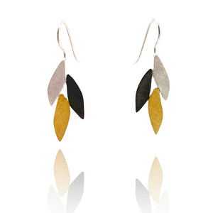 Triple Leaf Dangle Earrings-Earrings-Manuela Carl-Pistachios