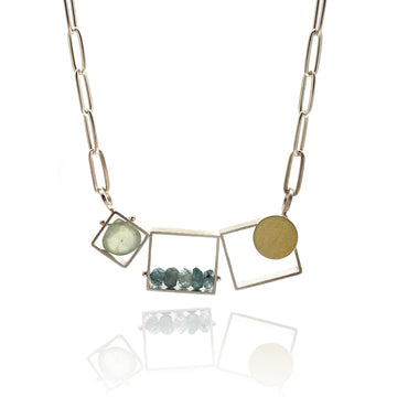 Triple Zircon and Prehnite Necklace