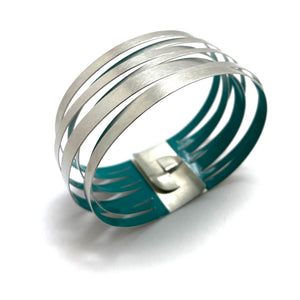 Turquoise Thick Stripe Bracelet-Bracelets-Claudia Hoppe-Pistachios