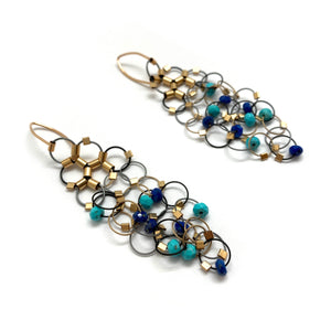 Turquoise and Lapis Earrings-Earrings-Meghan Riley-Pistachios