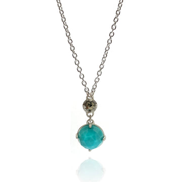 Turquoise and Pyrite Pendant Necklace