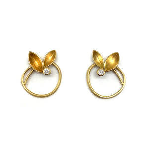 Twirling Leaf Stud Earrings-Earrings-Liaung-Chung Yen-Pistachios