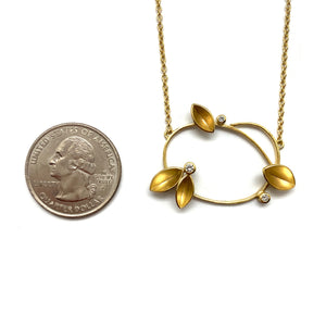 Twirling Leaves Oval Necklace-Necklaces-Liaung-Chung Yen-Pistachios
