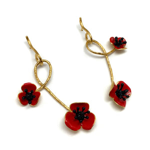 Twisted Red Flower Earrings-Earrings-Georgia Charal-Pistachios