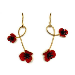 Twisted Red Flower Earrings-Earrings-Georgia Charal-Pistachios