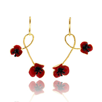 Twisted Red Flower Earrings