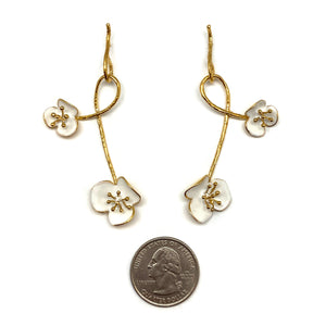 Twisted White Flower Earrings-Earrings-Georgia Charal-Pistachios