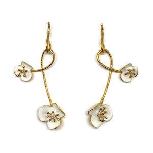 Twisted White Flower Earrings-Earrings-Georgia Charal-Pistachios