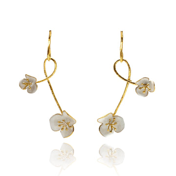 Twisted White Flower Earrings