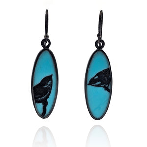 Two Bird Turquoise Earrings-Earrings-Kelly Jean Conroy-Pistachios