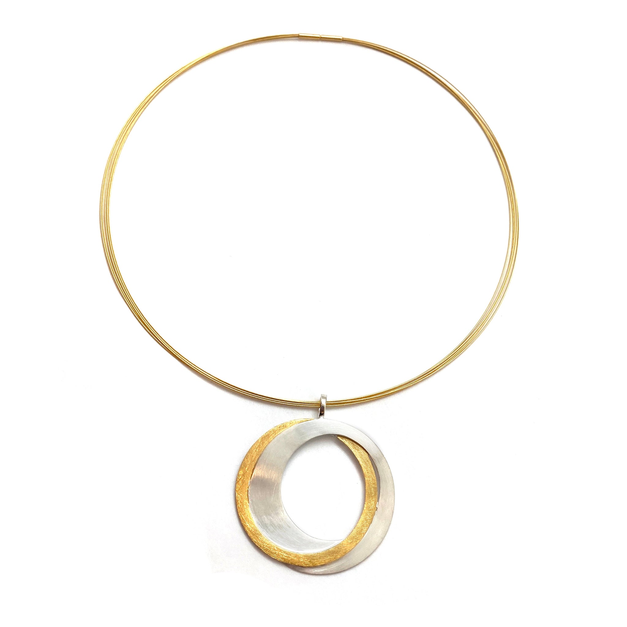 9ct Two Tone Gold Diamond Open Circle Pendant | Goldmark (AU)