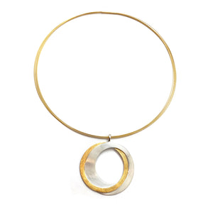 Two Tone Interlocking Circle Necklace - Cable-Necklaces-Manuela Carl-Pistachios