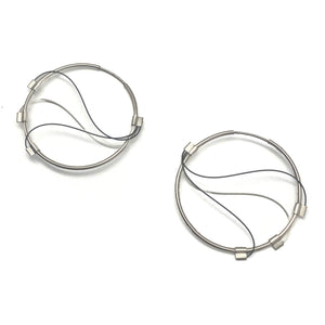 Wavy Gunmetal Hoop Earrings-Earrings-Meghan Riley-Pistachios