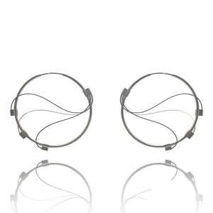Wavy Gunmetal Hoop Earrings-Earrings-Meghan Riley-Pistachios