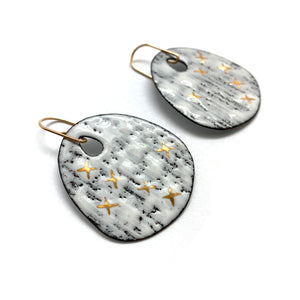 White And Gold Enamel Earrings-Earrings-Jenne Rayburn-Pistachios