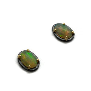 White Ethiopian Opal Studs-Earrings-Heather Guidero-Pistachios