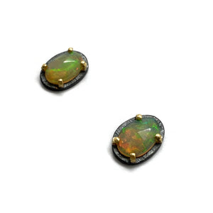 White Ethiopian Opal Studs-Earrings-Heather Guidero-Pistachios