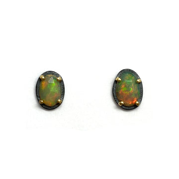 White Ethiopian Opal Studs