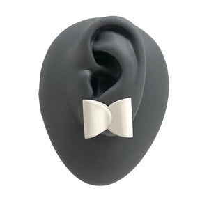 White Folded Ribbon Studs-Earrings-Ashley Buchanan-Pistachios