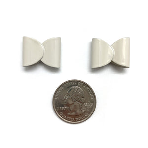 White Folded Ribbon Studs-Earrings-Ashley Buchanan-Pistachios