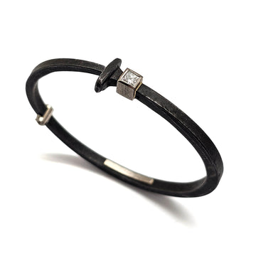 White Gold and Diamond Nail Bracelet