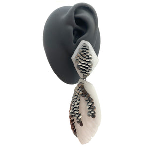 White Scale Texture Drop Earrings-Earrings-Emmeline Hastings-Pistachios