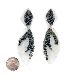 White Scale Texture Drop Earrings-Earrings-Emmeline Hastings-Pistachios