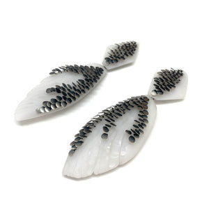 White Scale Texture Drop Earrings-Earrings-Emmeline Hastings-Pistachios