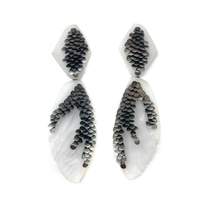 White Scale Texture Drop Earrings-Earrings-Emmeline Hastings-Pistachios
