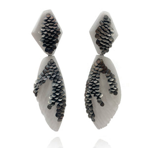 White Scale Texture Drop Earrings-Earrings-Emmeline Hastings-Pistachios