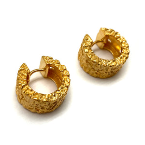 Wide Textured Gold Vermeil Huggies-Earrings-Erich Durrer-Pistachios
