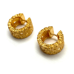 Wide Textured Gold Vermeil Huggies-Earrings-Erich Durrer-Pistachios