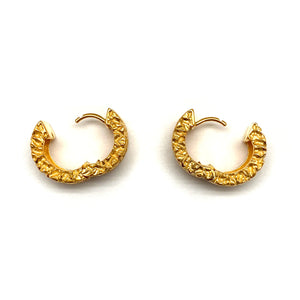 Wide Textured Gold Vermeil Huggies-Earrings-Erich Durrer-Pistachios