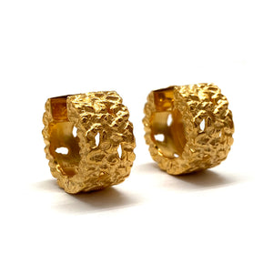 Wide Textured Gold Vermeil Huggies-Earrings-Erich Durrer-Pistachios