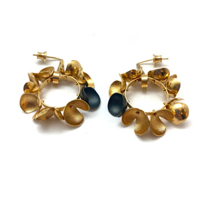 Wreath Hoops - Gold and Oxidized Sterling Silver-Earrings-Malgosia Kalinska-Pistachios