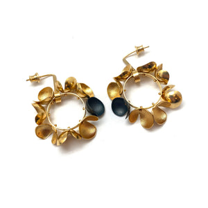 Wreath Hoops - Gold and Oxidized Sterling Silver-Earrings-Malgosia Kalinska-Pistachios
