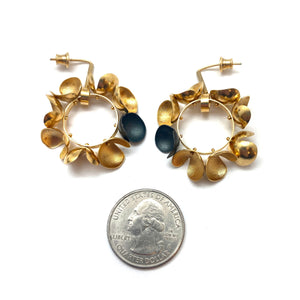 Wreath Hoops - Gold and Oxidized Sterling Silver-Earrings-Malgosia Kalinska-Pistachios