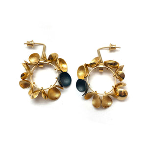 Wreath Hoops - Gold and Oxidized Sterling Silver-Earrings-Malgosia Kalinska-Pistachios