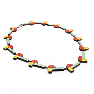 Yellow, Orange and Green Geometric Necklace-Necklaces-Karen Vanmol-Pistachios