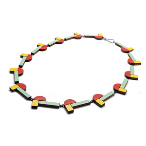 Yellow, Orange and Green Geometric Necklace-Necklaces-Karen Vanmol-Pistachios