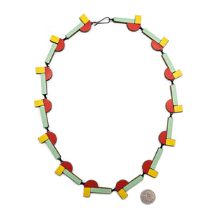 Yellow, Orange and Green Geometric Necklace-Necklaces-Karen Vanmol-Pistachios